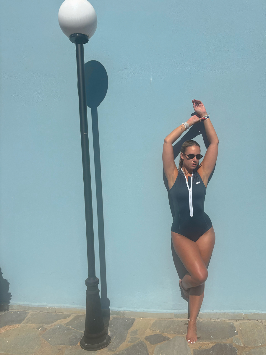 SLEEVELESS SWIMSUIT - AZURE BLUE