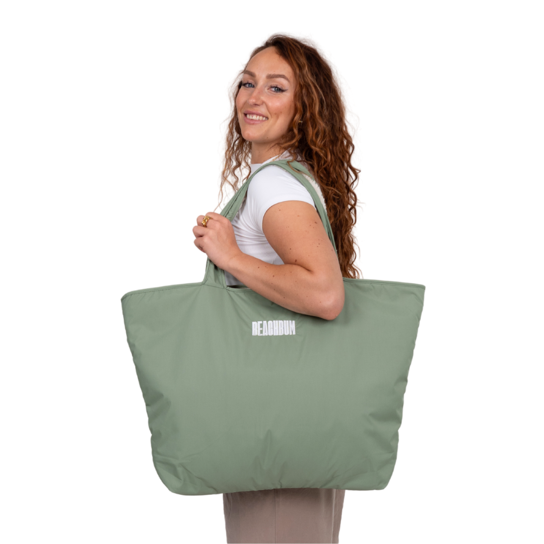 RECYCLED REVERSIBLE TOTE BAG - MINT GREEN