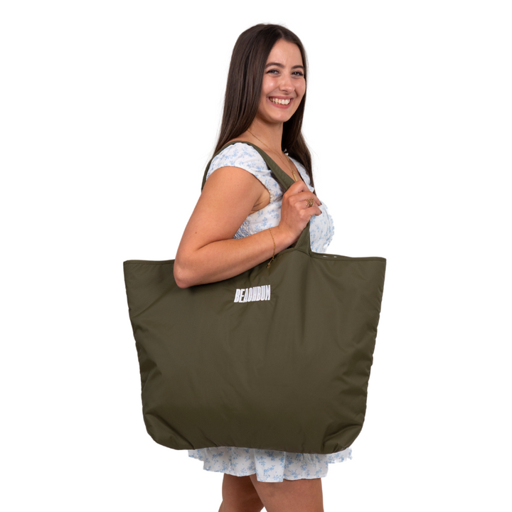 RECYCLED REVERSIBLE TOTE BAG - OLIVE GREEN