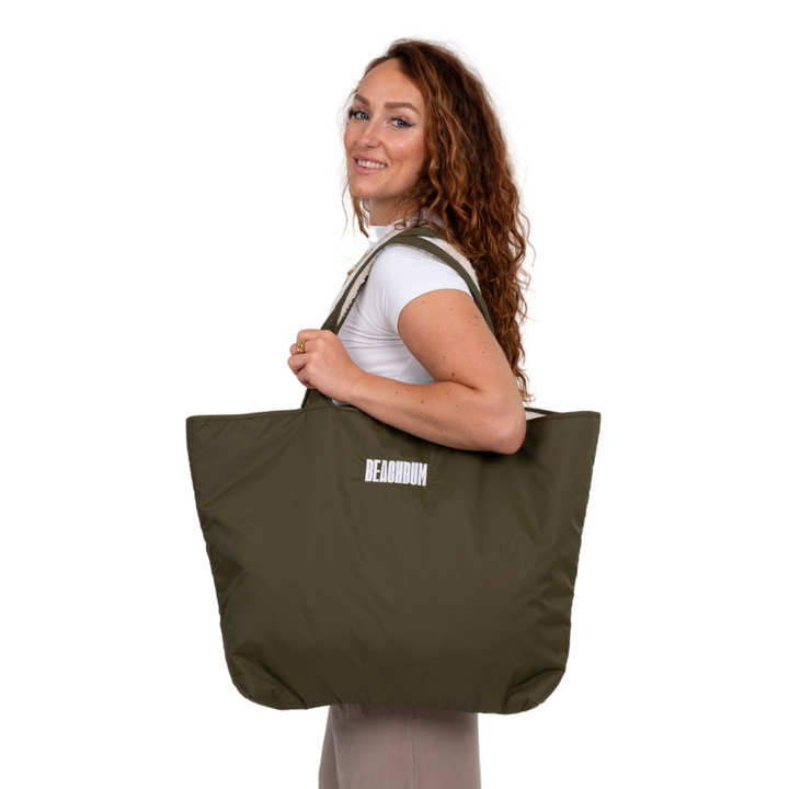 RECYCLED REVERSIBLE TOTE BAG - OLIVE GREEN