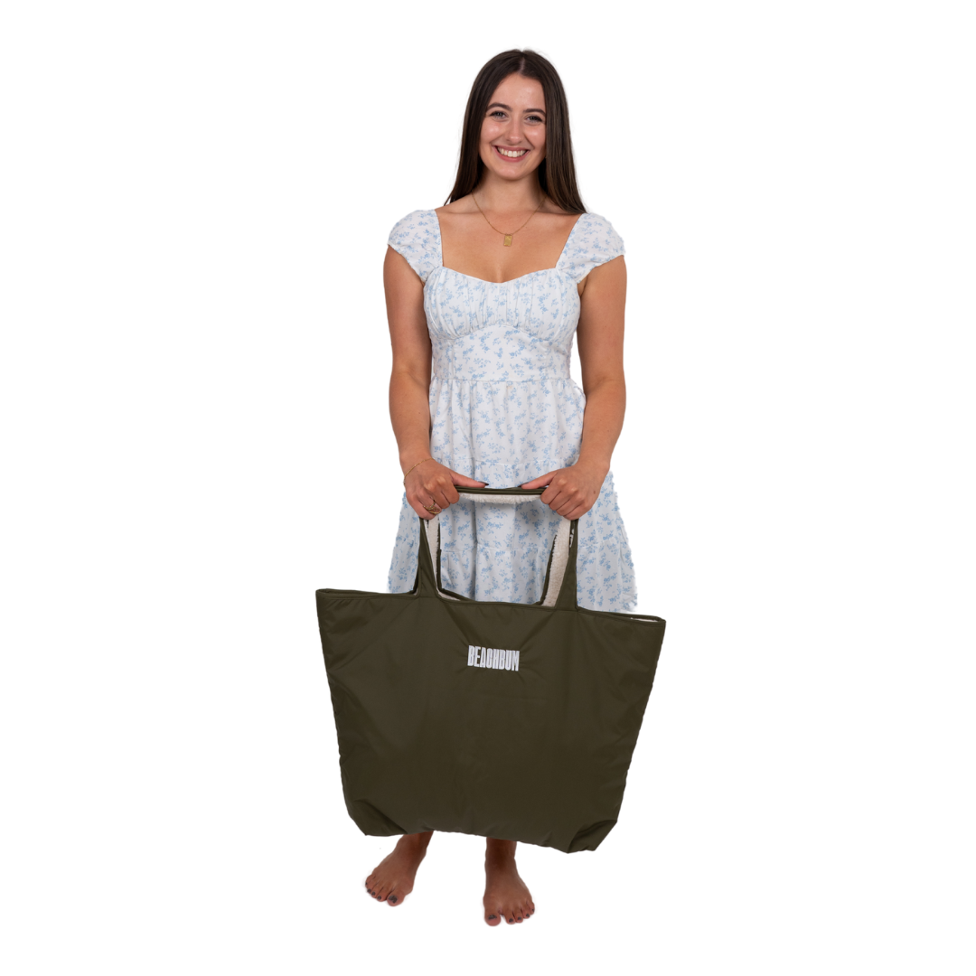 RECYCLED REVERSIBLE TOTE BAG - OLIVE GREEN