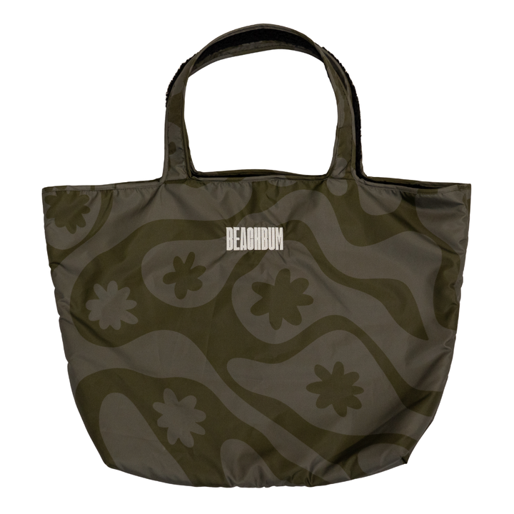 RECYCLED REVERSIBLE TOTE BAG - OLIVE - CORAL COLLECTION