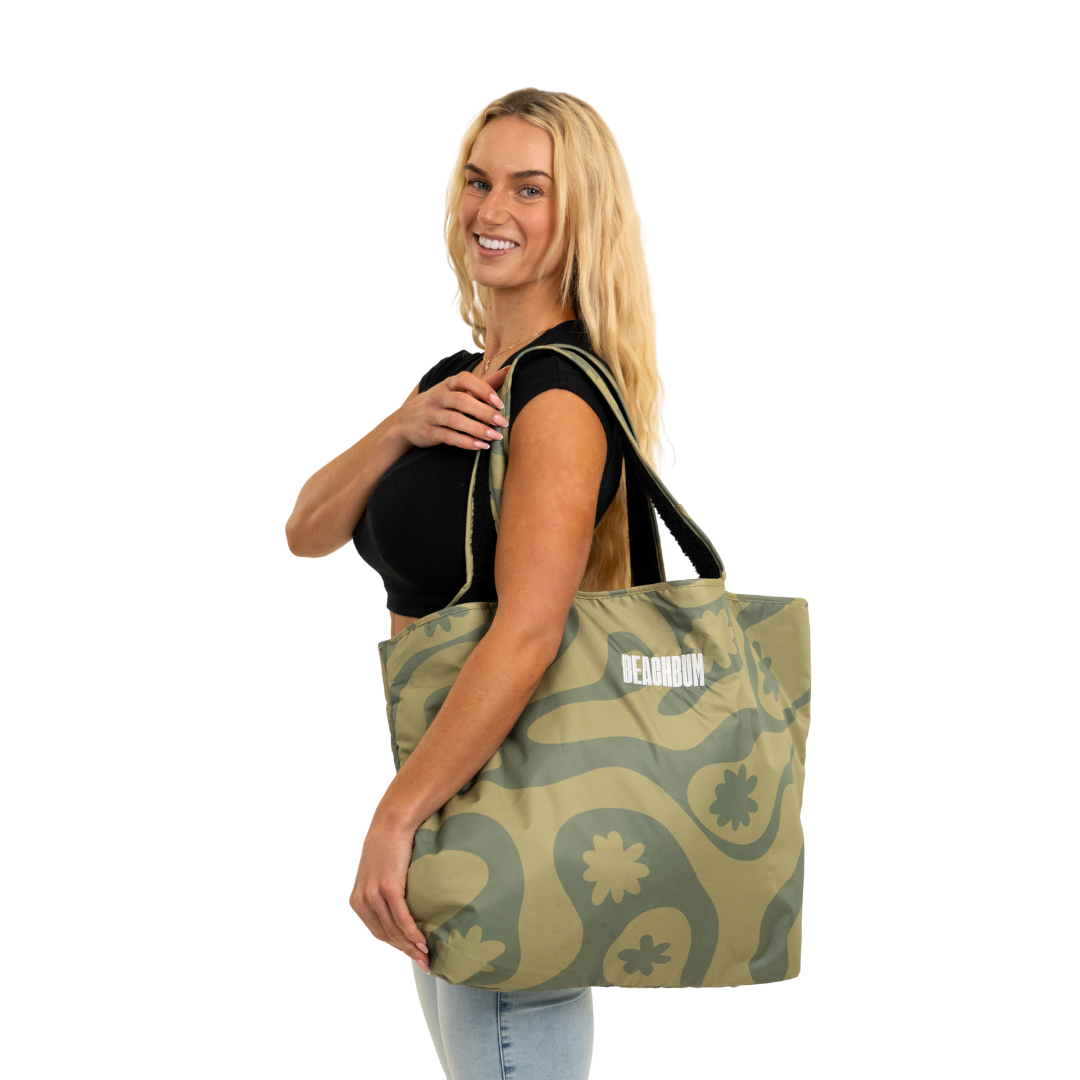 RECYCLED REVERSIBLE TOTE BAG - MINT - CORAL COLLECTION