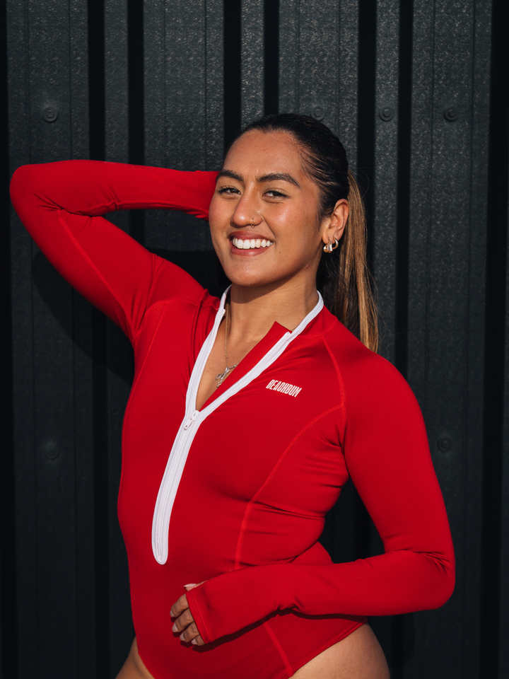 LONG SLEEVE SWIMSUIT - CHILLY RED
