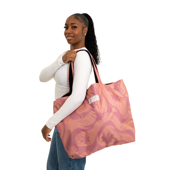 RECYCLED REVERSIBLE TOTE BAG - PINK - CORAL COLLECTION