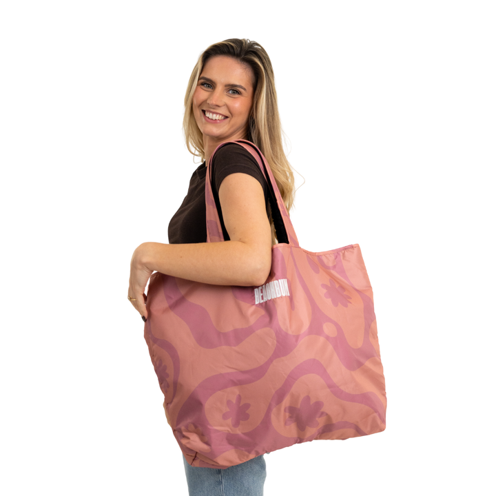 RECYCLED REVERSIBLE TOTE BAG - PINK - CORAL COLLECTION