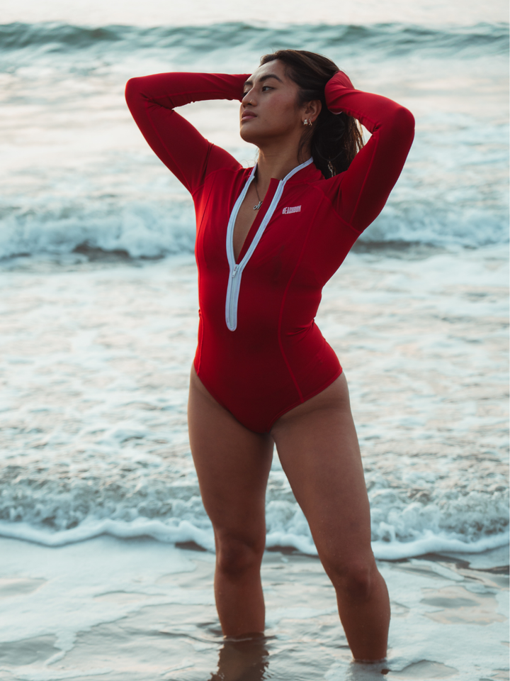 LONG SLEEVE SWIMSUIT - CHILLY RED