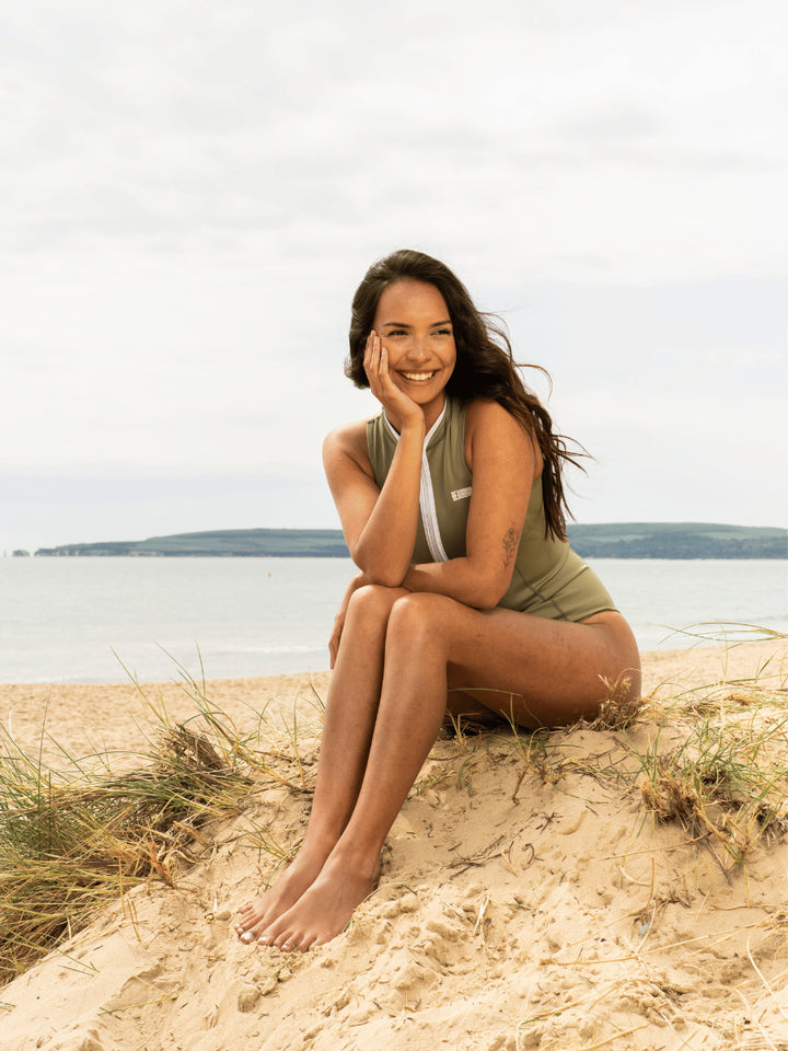 SLEEVELESS SWIMSUIT - OLIVE GREEN