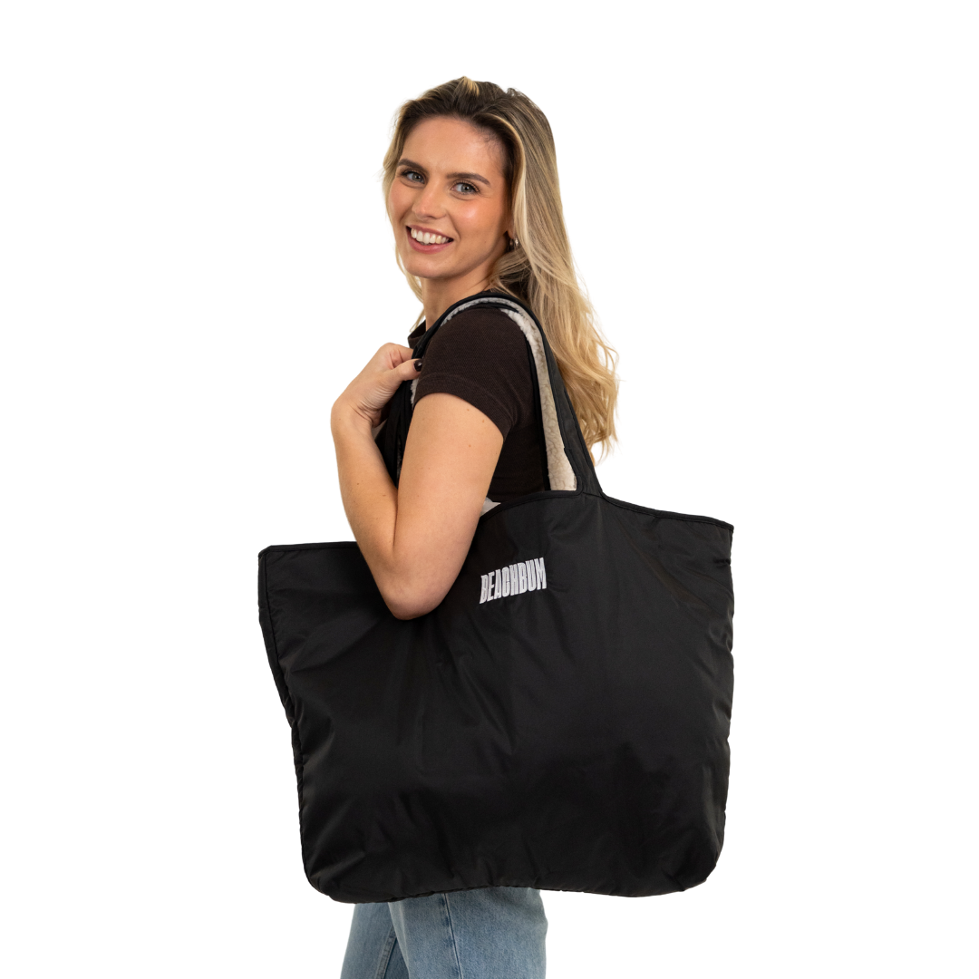 RECYCLED REVERSIBLE TOTE BAG - BLACK