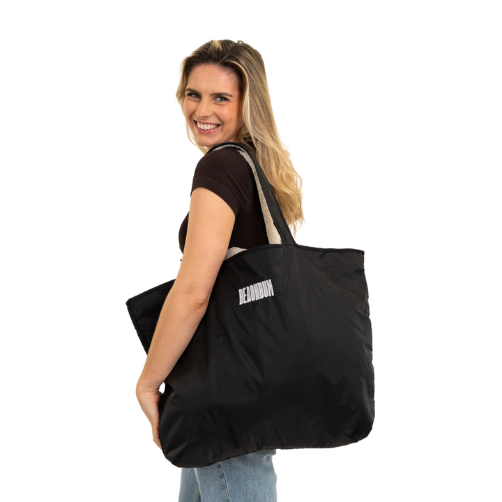 RECYCLED REVERSIBLE TOTE BAG - BLACK