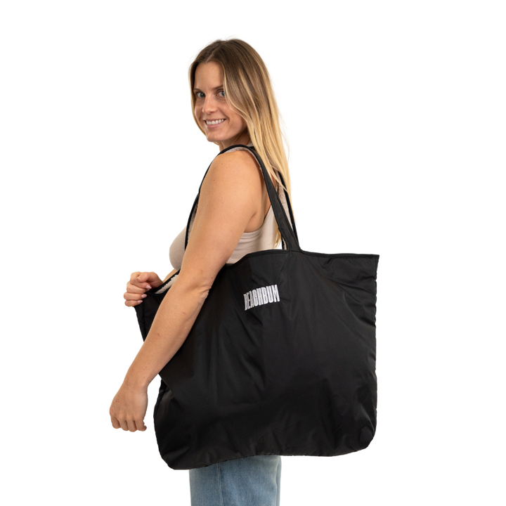 RECYCLED REVERSIBLE TOTE BAG - BLACK