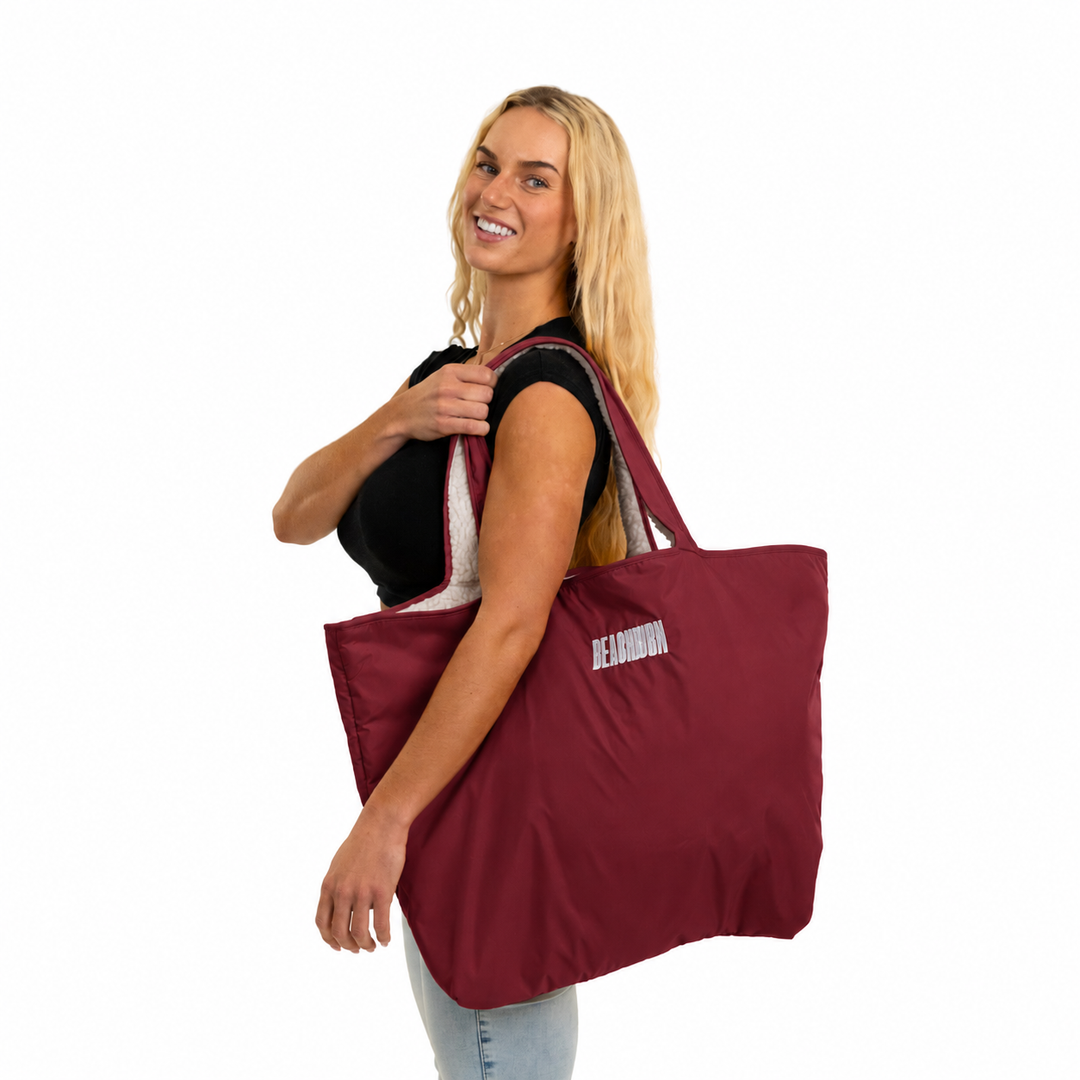 RECYCLED REVERSIBLE TOTE BAG - BURGUNDY